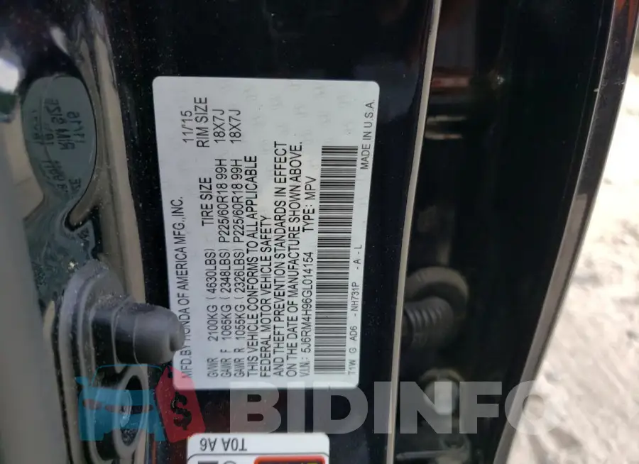 5J6RM4H96GL014154 Photo# 13