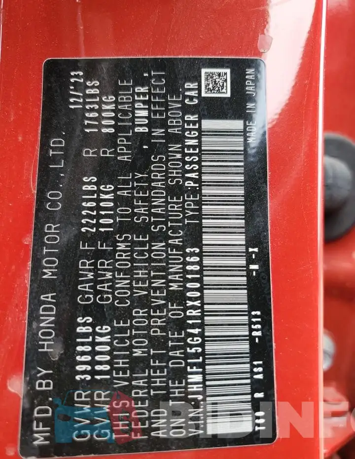 JHMFL5G41RX001863 Photo# 12