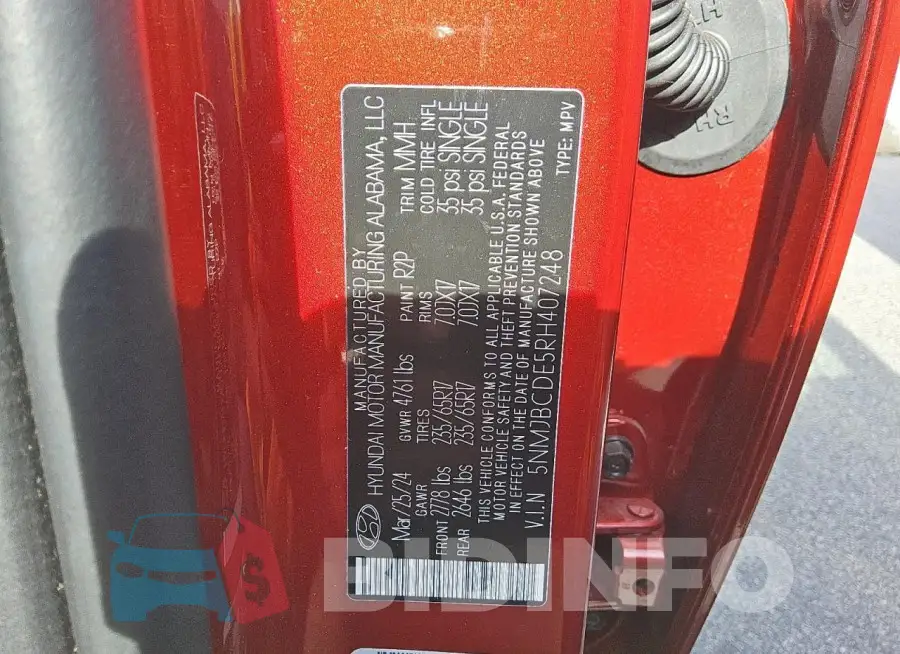 5NMJBCDE5RH407248 Photo# 13