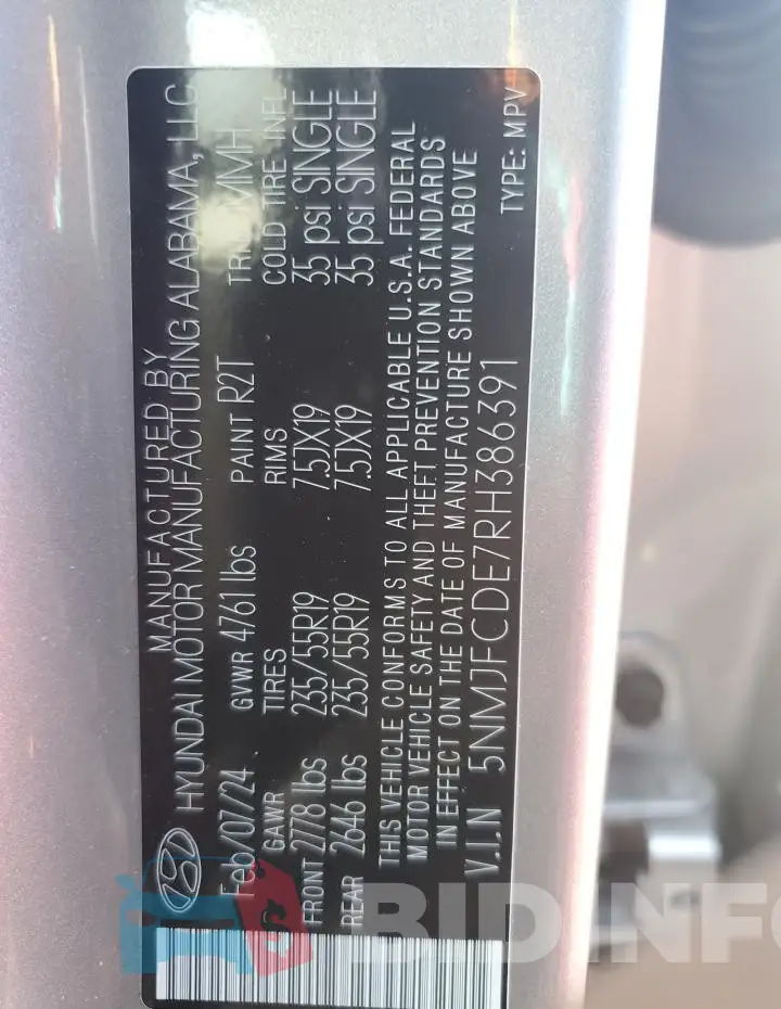 5NMJFCDE7RH386391 Photo# 14