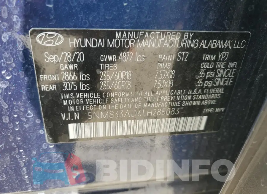 5NMS33AD6LH285083 Photo# 13