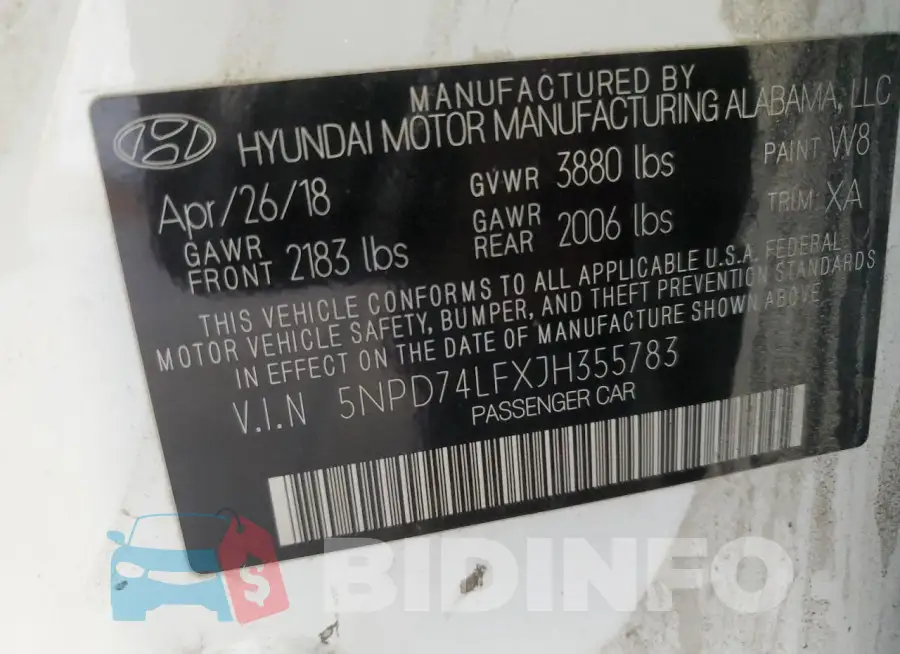 5NPD74LFXJH355783 Photo# 13