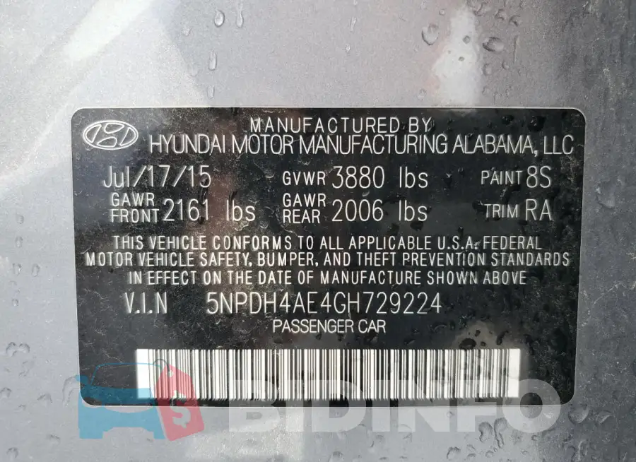 5NPDH4AE4GH729224 Photo# 12