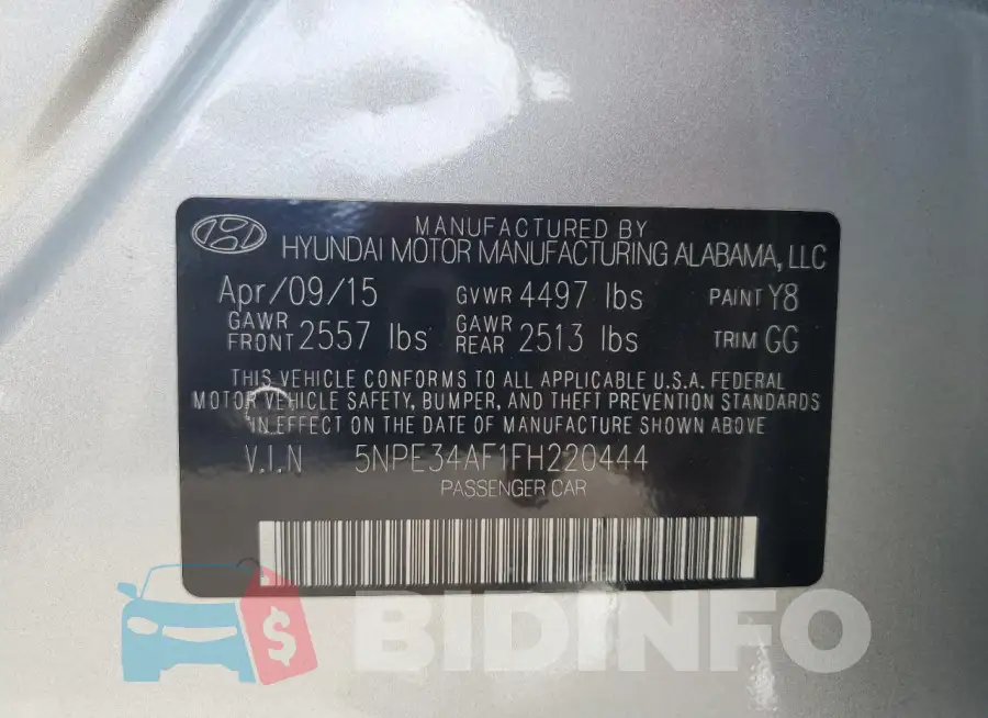 5NPE34AF1FH220444 Photo# 12