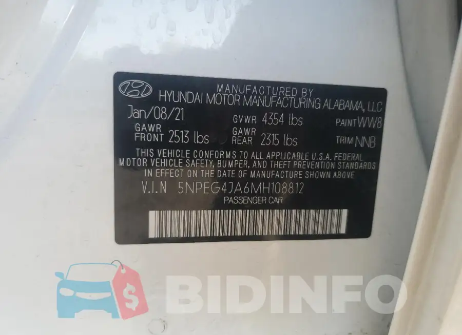 5NPEG4JA6MH108812 Photo# 12