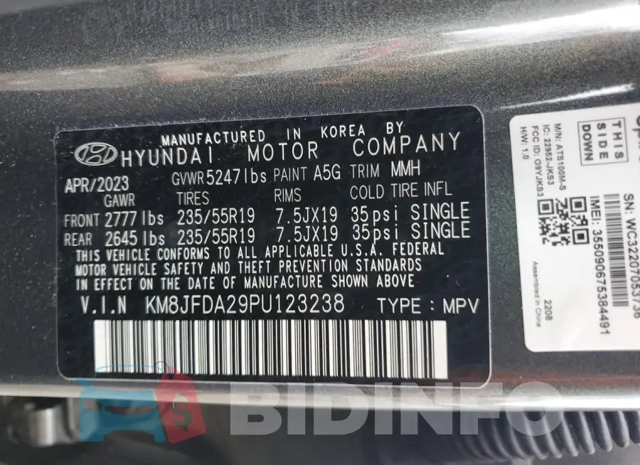 KM8JFDA29PU123238 Photo# 13