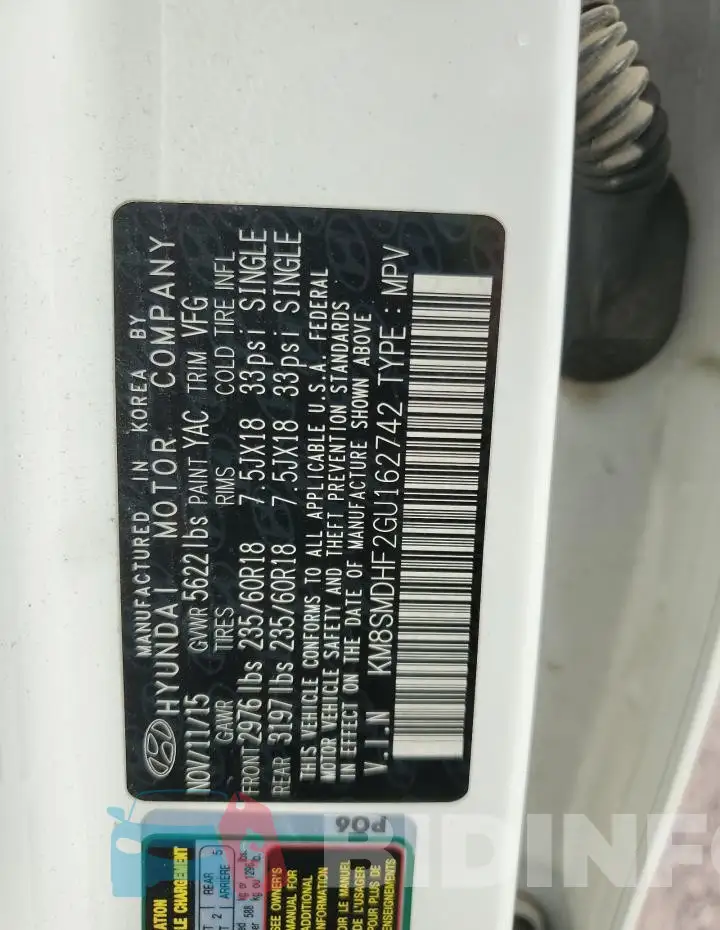 KM8SMDHF2GU162742 Photo# 13