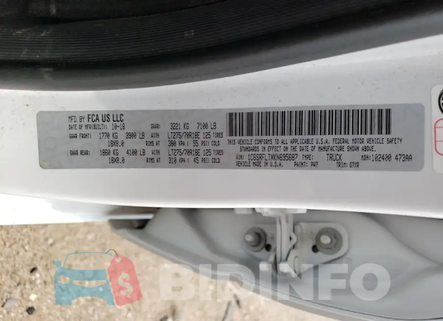 1C6SRFLTXKN695687 Photo# 12