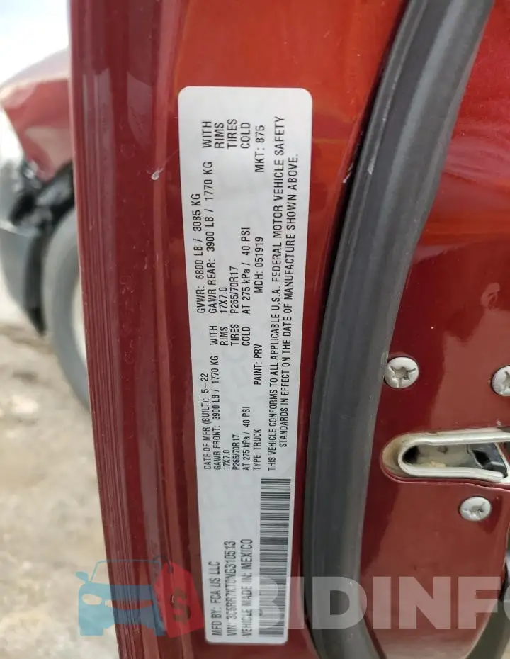 3C6RR7KT0NG310513 Photo# 12