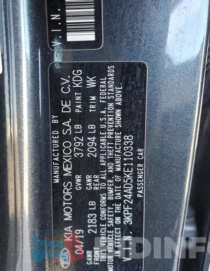 3KPF24AD5KE110338 Photo# 12