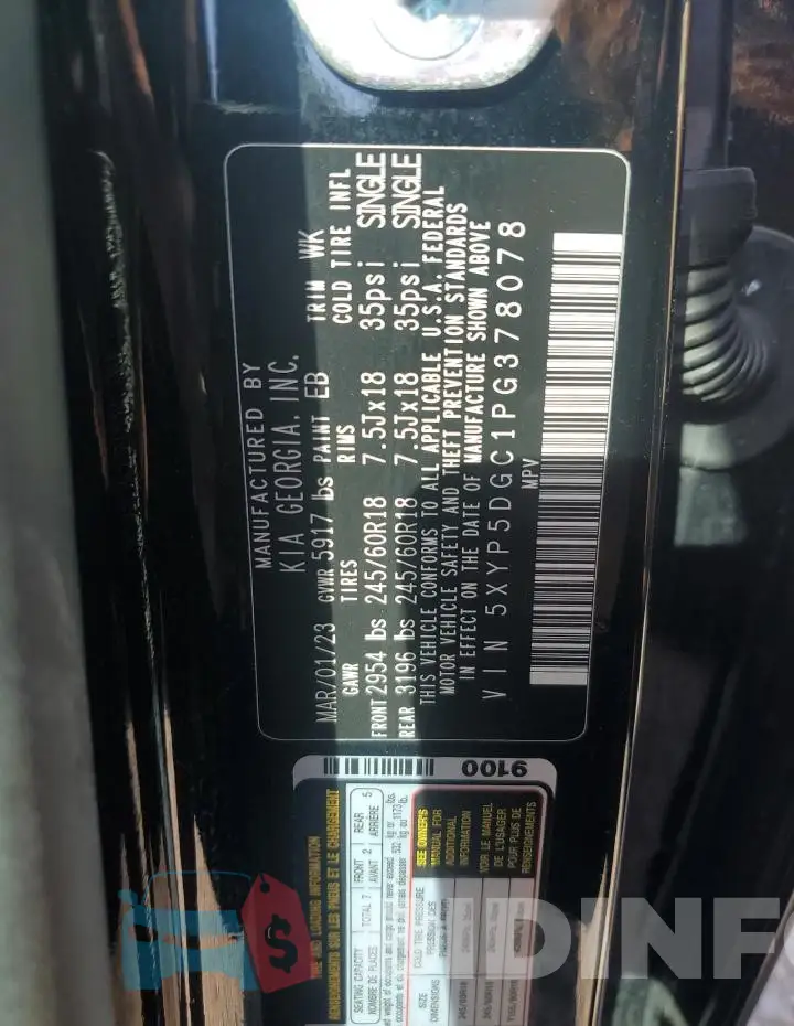 5XYP5DGC1PG378078 Photo# 12