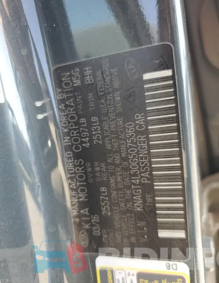 KNAGT4L30G5075360 Photo# 12