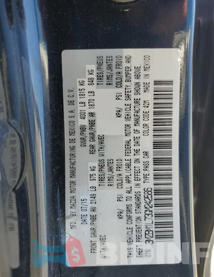 3MZBM1L73GM242586 Photo# 13