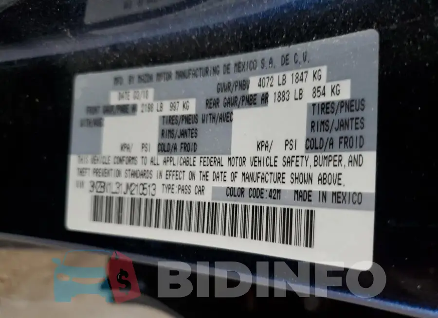 3MZBN1L31JM210513 Photo# 12