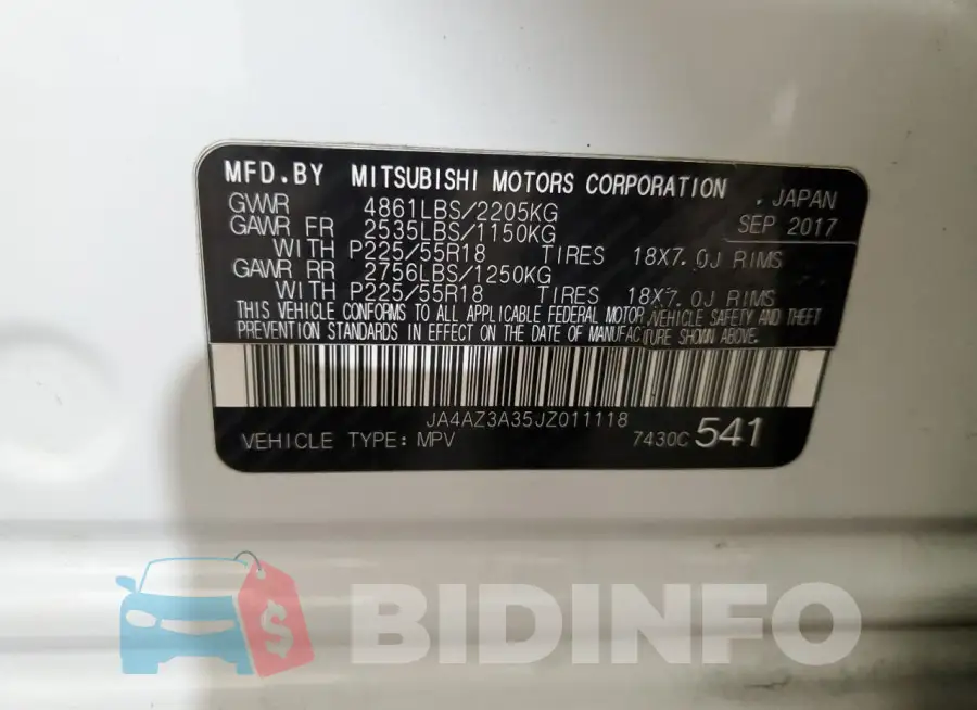 JA4AZ3A35JZ011118 Photo# 13