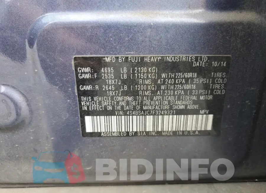 4S4BSAJC7F3249321 Photo# 13