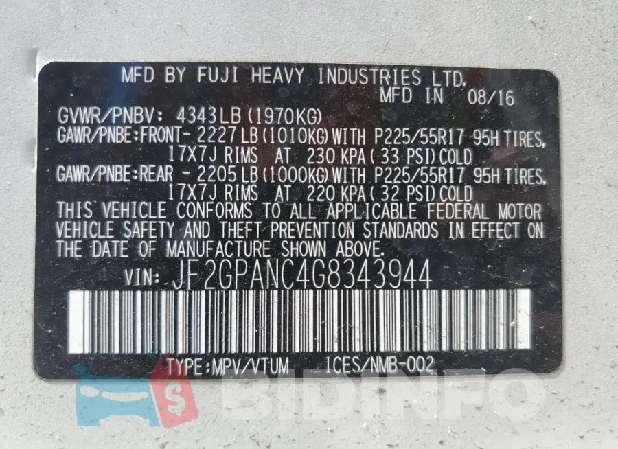 JF2GPANC4G8343944 Photo# 14