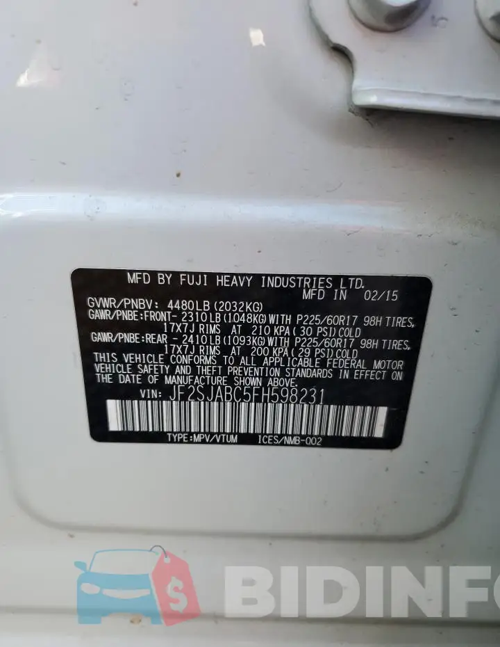 JF2SJABC5FH598231 Photo# 13
