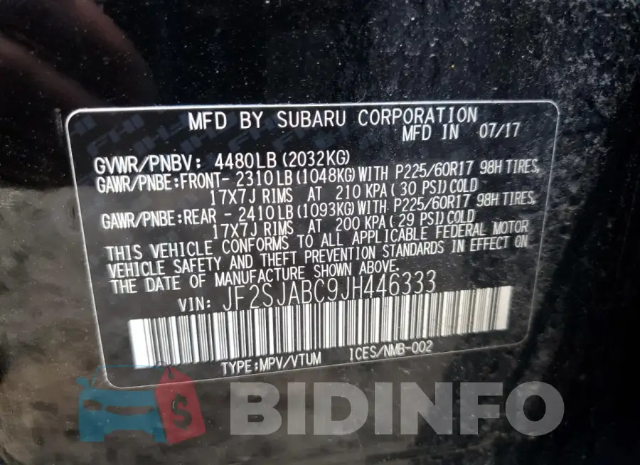 JF2SJABC9JH446333 Photo# 13