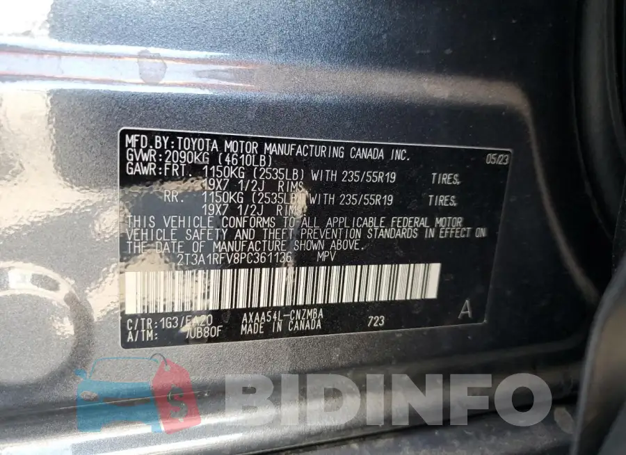 2T3A1RFV8PC361136 Photo# 13