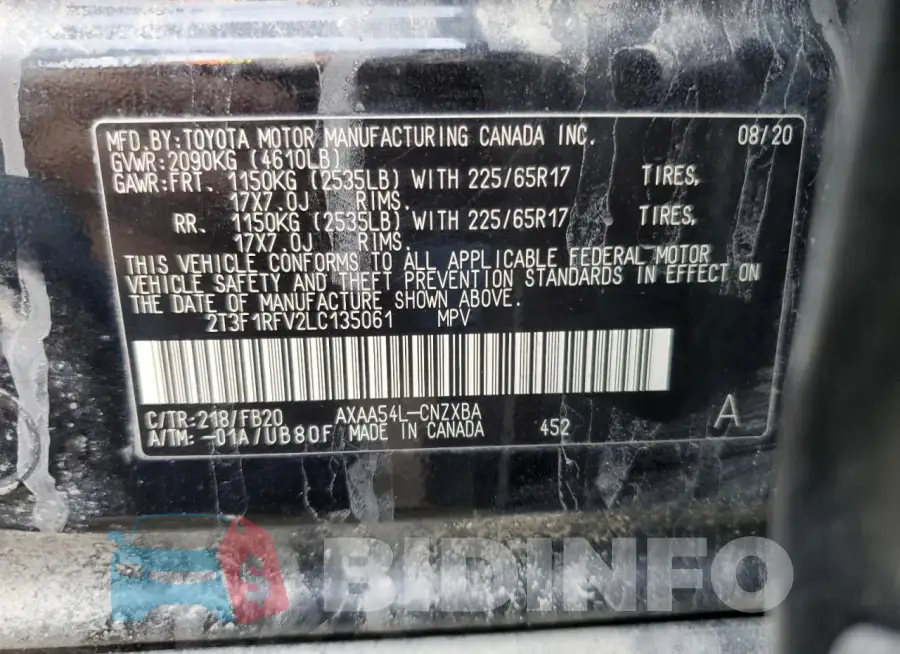 2T3F1RFV2LC135061 Photo# 14