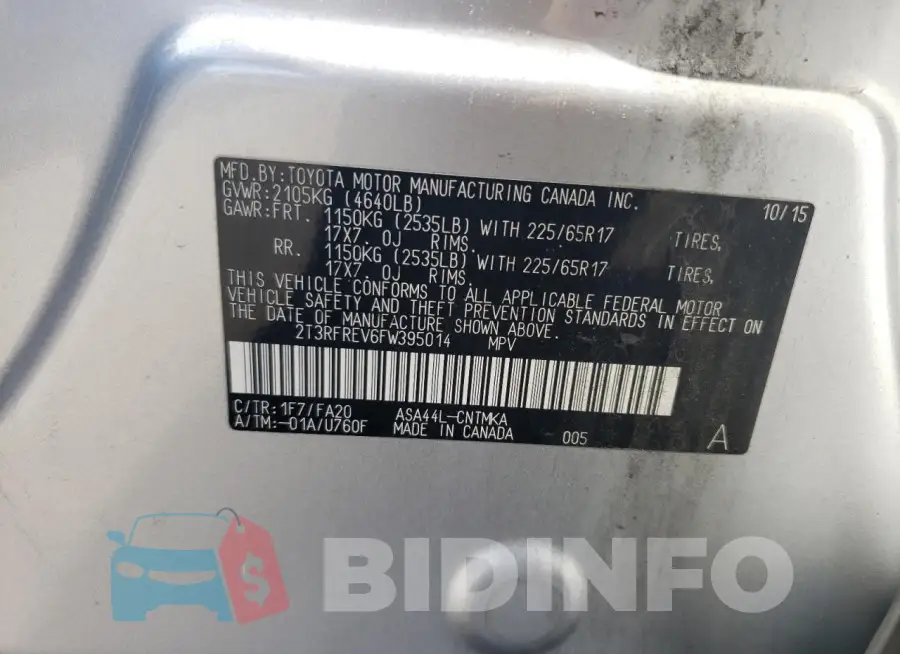 2T3RFREV6FW395014 Photo# 12