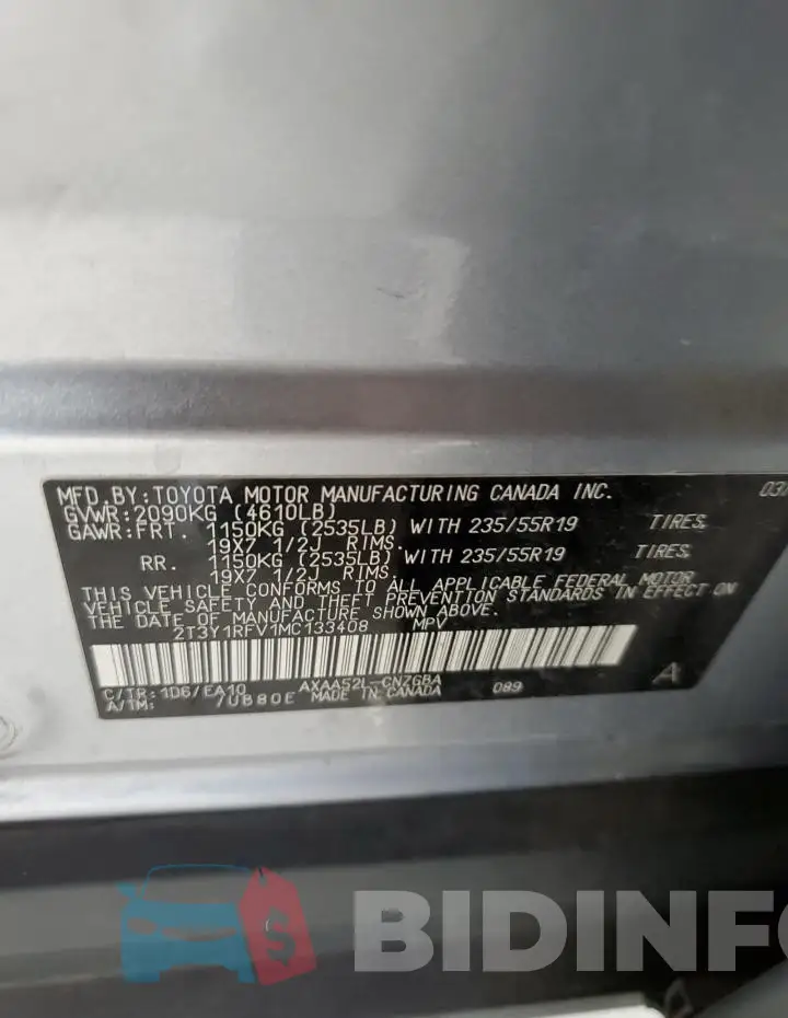 2T3Y1RFV1MC133408 Photo# 12