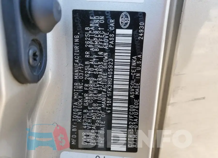 4T1BF1FK3HU405923 Photo# 12