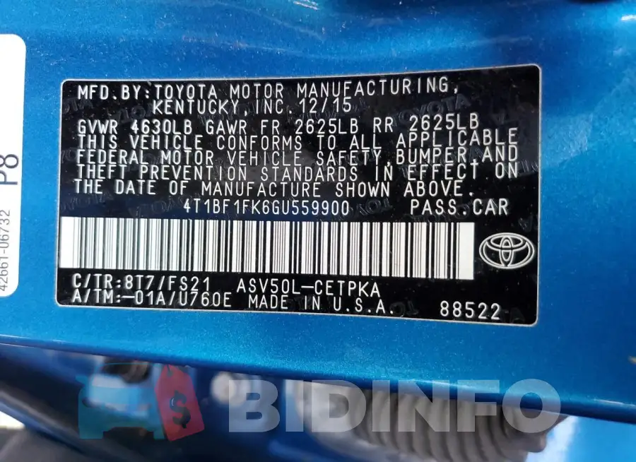 4T1BF1FK6GU559900 Photo# 13