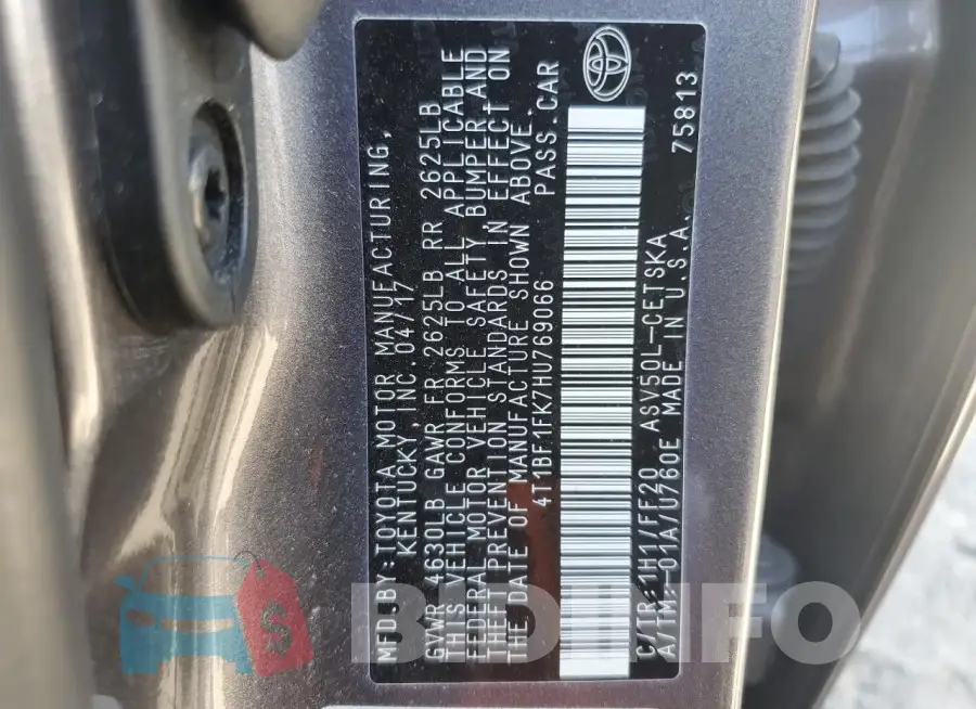 4T1BF1FK7HU769066 Photo# 12