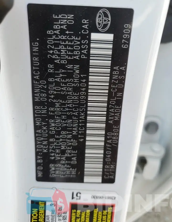 4T1C11AK5LU994041 Photo# 13