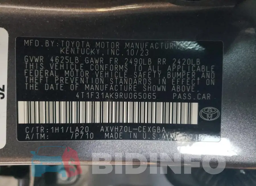 4T1F31AK9RU065065 Photo# 12