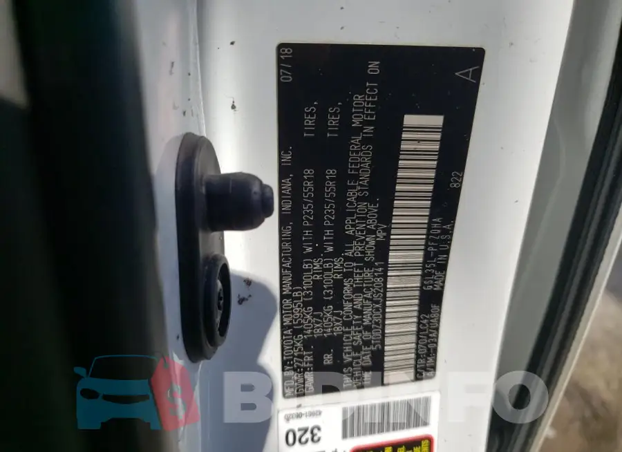 5TDDZ3DCXJS208141 Photo# 13