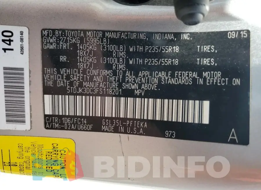 5TDJK3DC3FS118201 Photo# 13