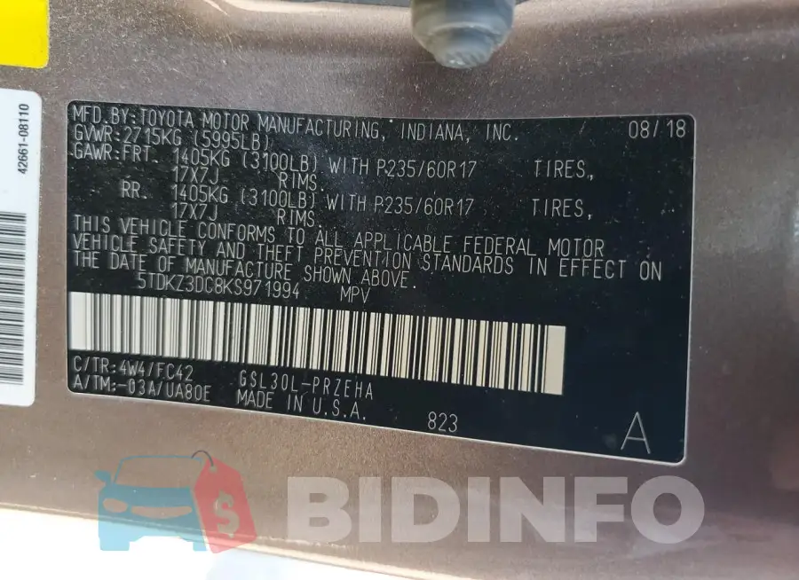 5TDKZ3DC8KS971994 Photo# 14