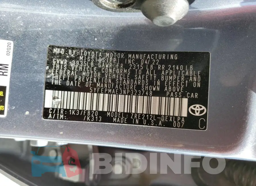 5YFEPMAE3NP323748 Photo# 12