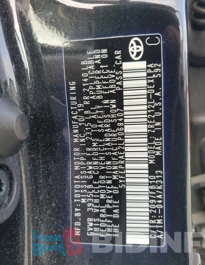 5YFEPRAE2LP068407 Photo# 12
