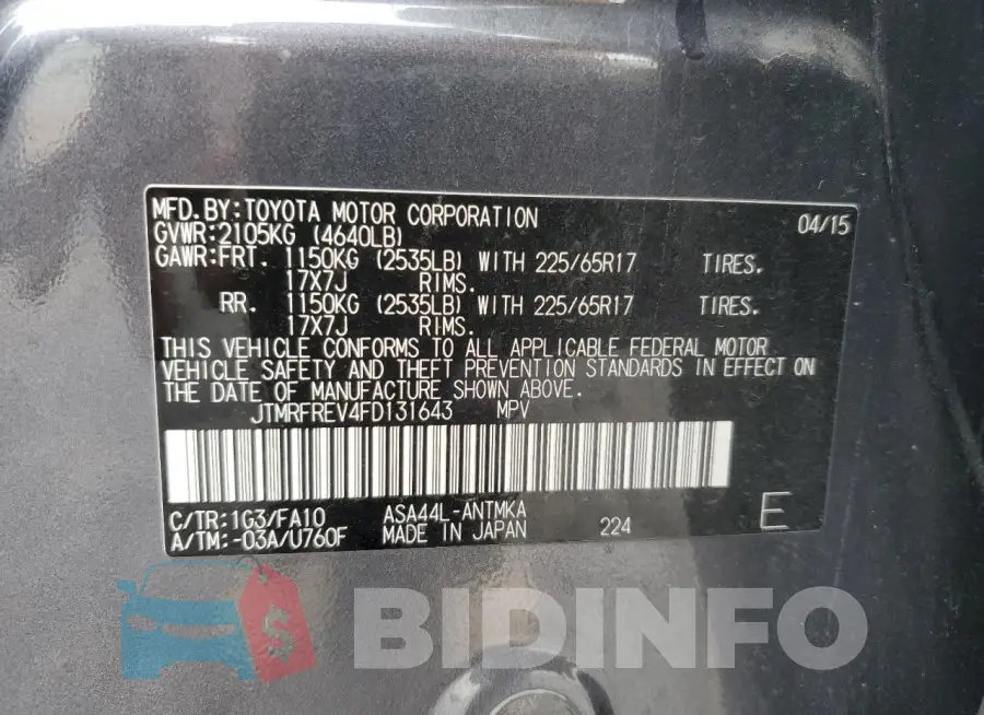 JTMRFREV4FD131643 Photo# 13
