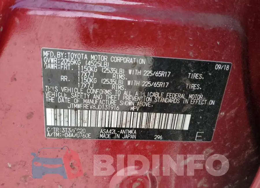 JTMWFREV8JD131916 Photo# 12