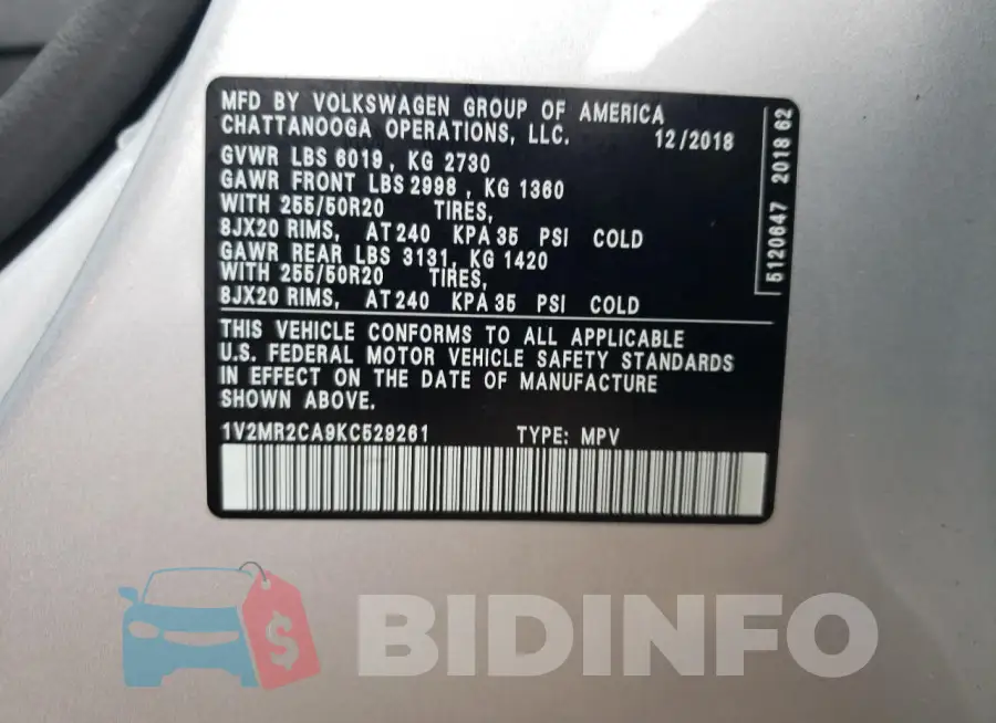 1V2MR2CA9KC529261 Photo# 12