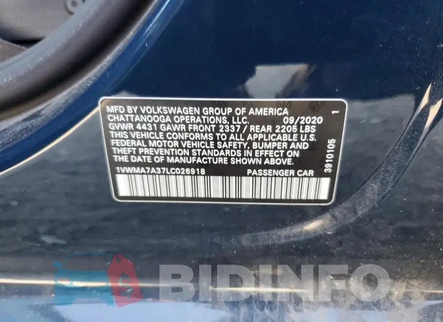 1VWMA7A37LC026918 Photo# 13