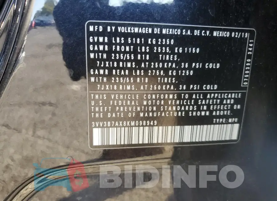 3VV3B7AX8KM098949 Photo# 14