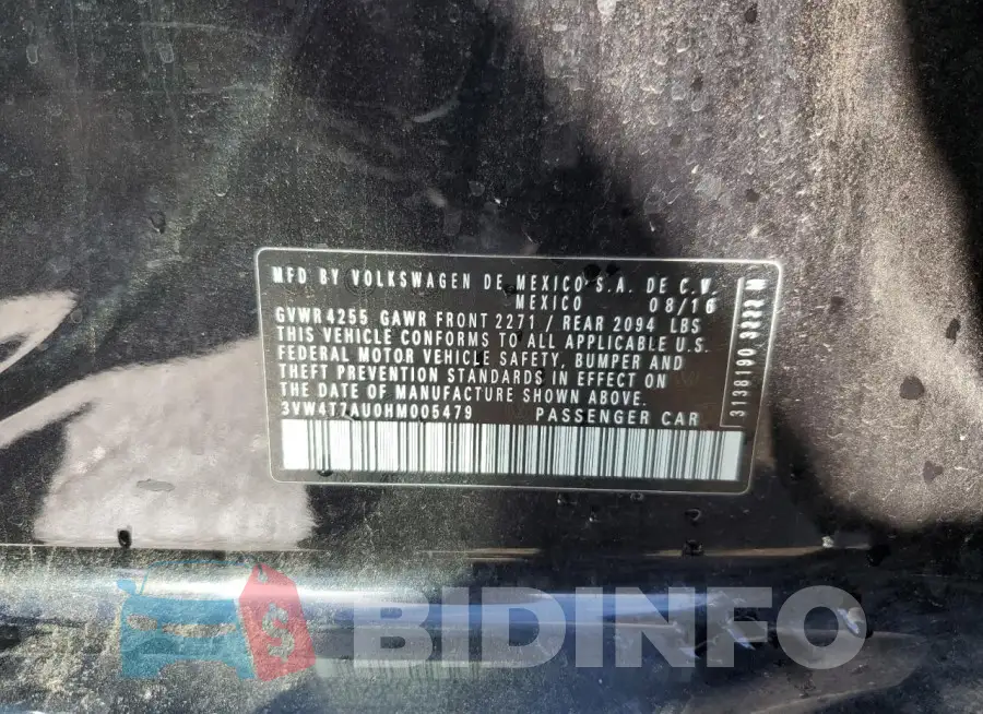 3VW4T7AU0HM005479 Photo# 13