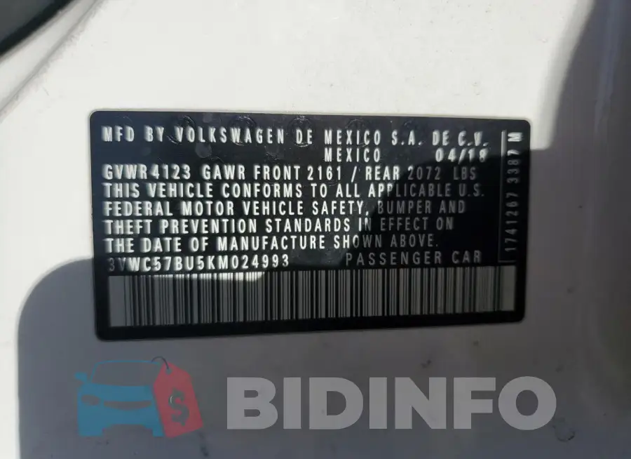 3VWC57BU5KM024993 Photo# 12