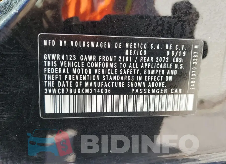 3VWCB7BUXKM214006 Photo# 12