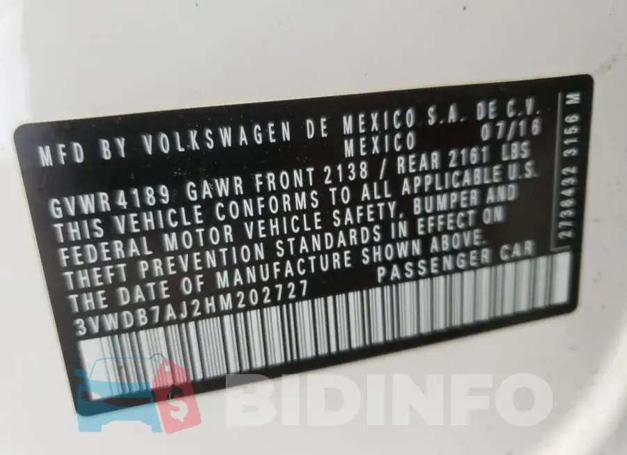 3VWDB7AJ2HM202727 Photo# 12