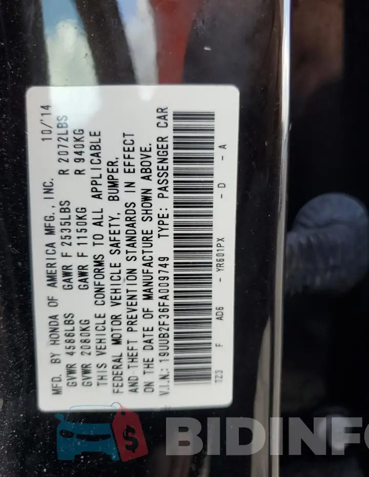 19UUB2F36FA009749 Photo# 12