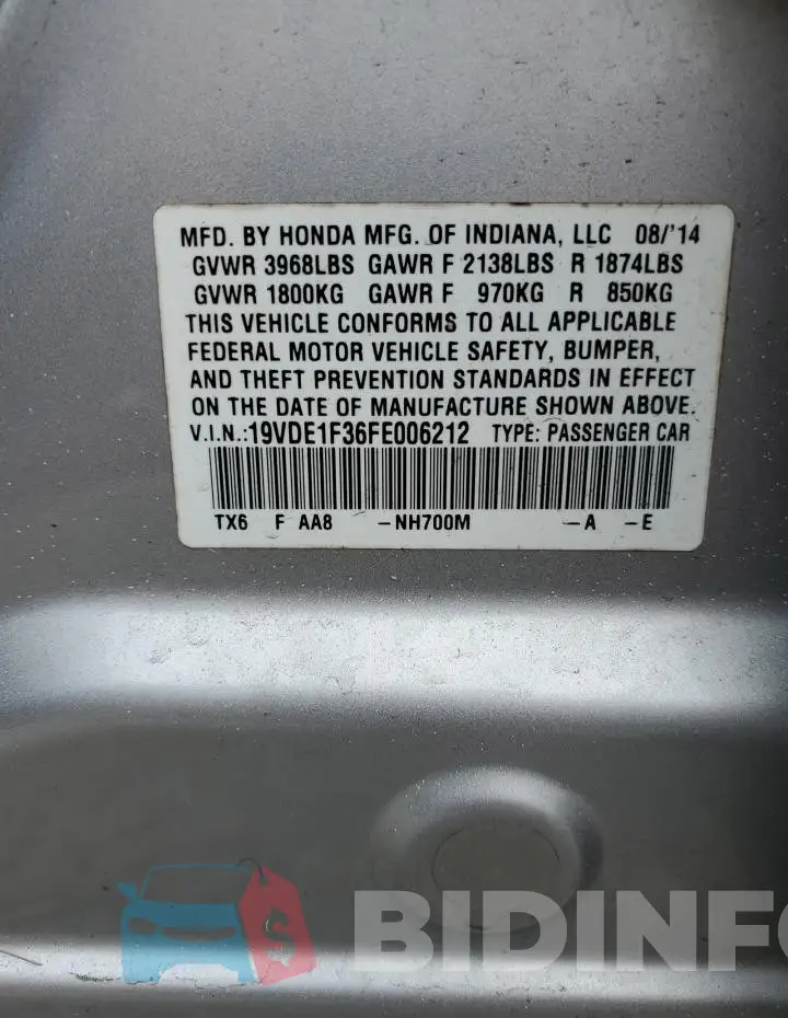 19VDE1F36FE006212 Photo# 12