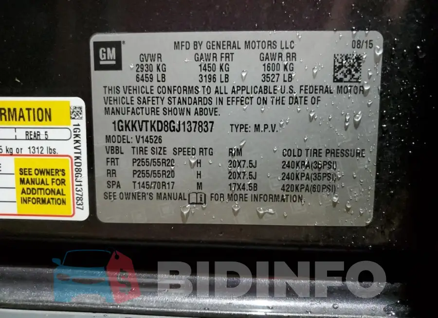 1GKKVTKD8GJ137837 Photo# 14