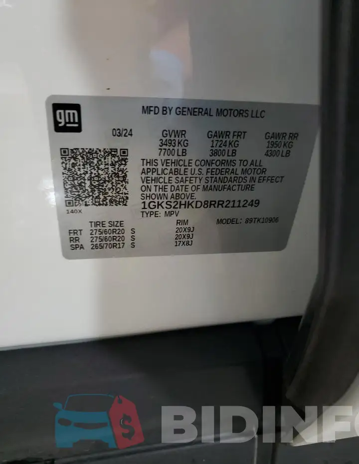 1GKS2HKD8RR211249 Photo# 13